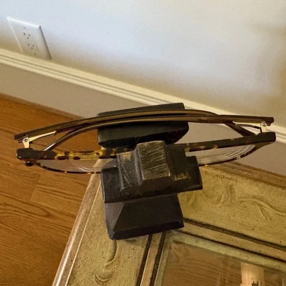 eyeglass holder Black wooden tower stand